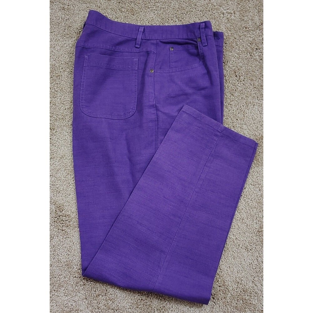 LizWear Jeans, Classic Fit Womens Linen Blend Purple Pants Size 12 Casual